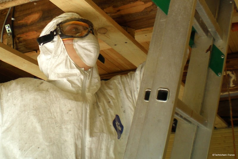 Inspection d'une poutre - Traitement préventif insecticide protection contre insectes xylophages