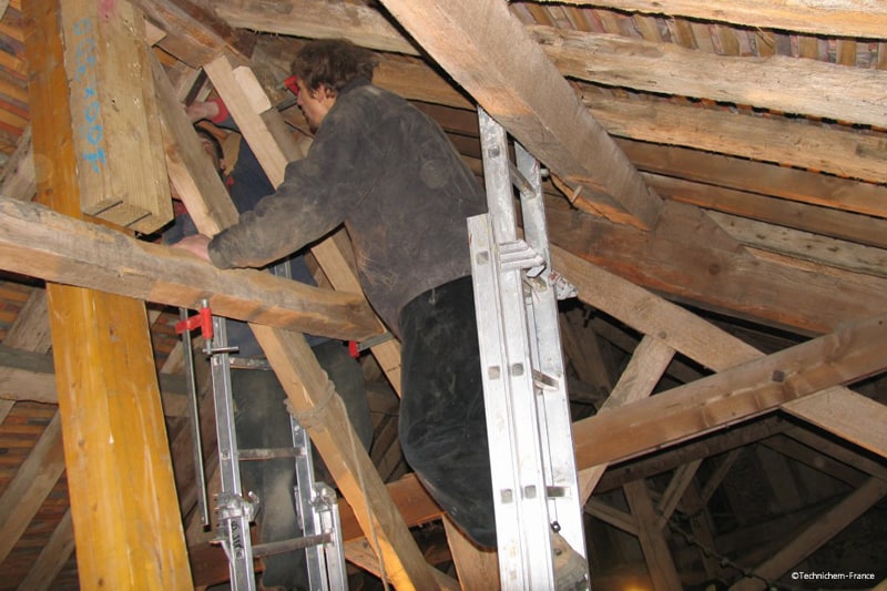 Vérification des poutres et autres éléments de construction en bois pour un traitement préventif anti-termites